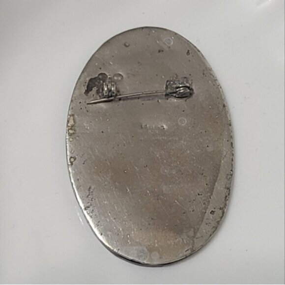 Vintage Boho Sterling Silver Lapis Lazuli Inlay Aztec Tribal Pendant Brooch Pin - Picture 4 of 9